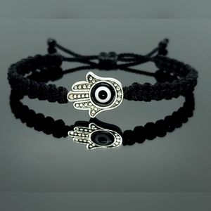 hamsa hand black sbracelet, evil eye bracelet, evileye protection wristband